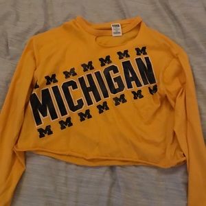 University of Michigan PINK Cropped Long Sleeve